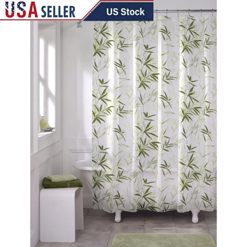 Waterproof Curtain, Bamboo Design, 70x72 Inches, Soft Touch