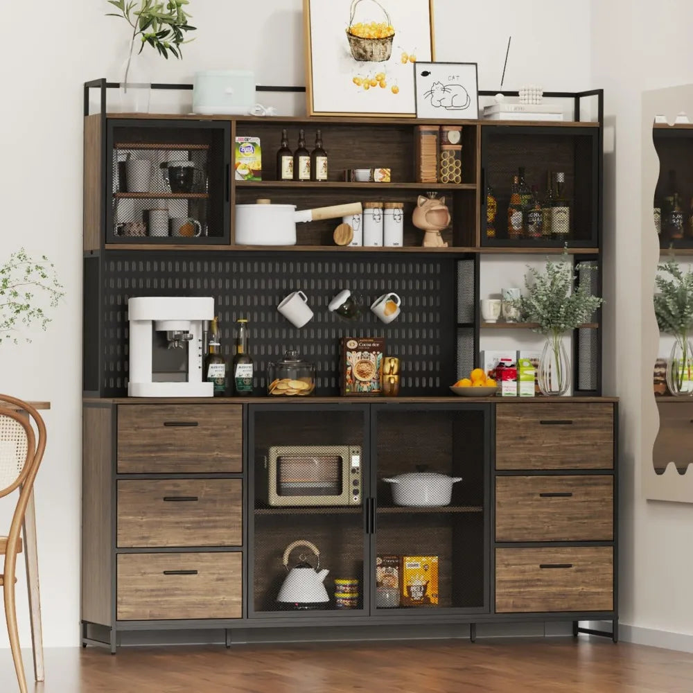 Wood Sideboard Buffet Storage Cabinet with Hutch