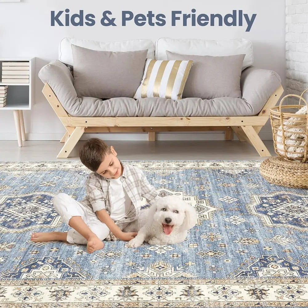 Washable, Soft Area Rugs - 9X12 Vintage Distressed Boho, Non Slip