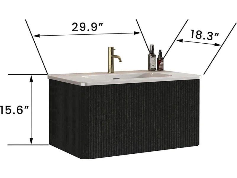 Wall-Mounted Ceramic Sink Vanity Combo
