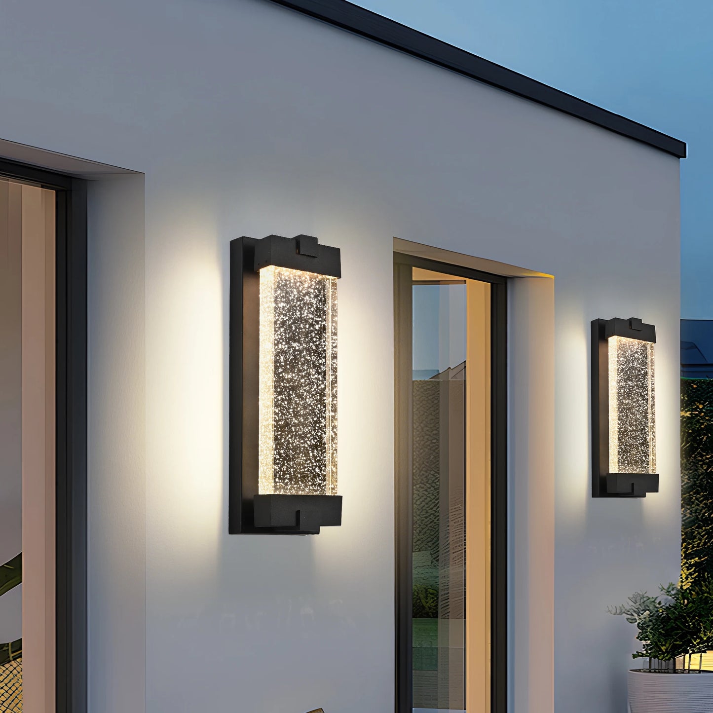 Black LED Outdoor Wall Light with Bubble Crystal