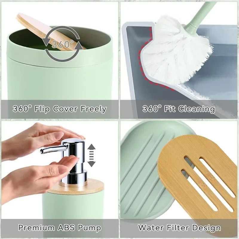 Green Bathroom Sets with Shower Curtain, Rug and Accessories