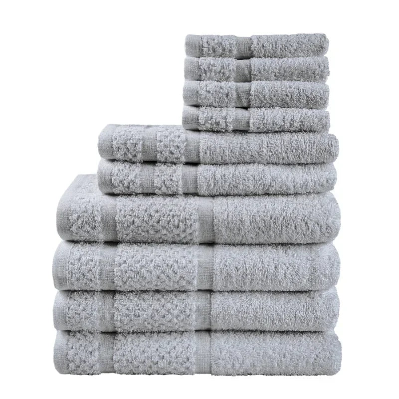 10 Piece Towel Set - Light Grey, Dark Grey