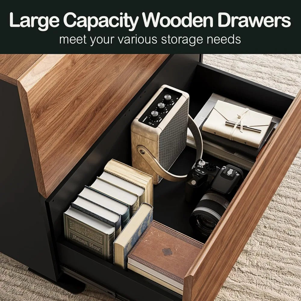 2 Drawer Wood Lateral File Cabinet, 31w x 28h, Anti-tilt Mechanism