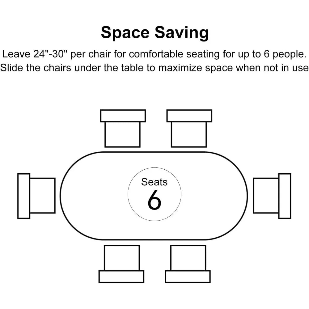 Modern Solid Wood Oval Dining Table 70.9" for 6