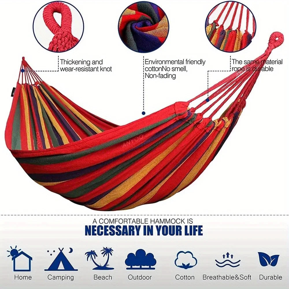 Outdoor Colorful Hammock - Anti-Flip Design, Tree-Friendly Straps