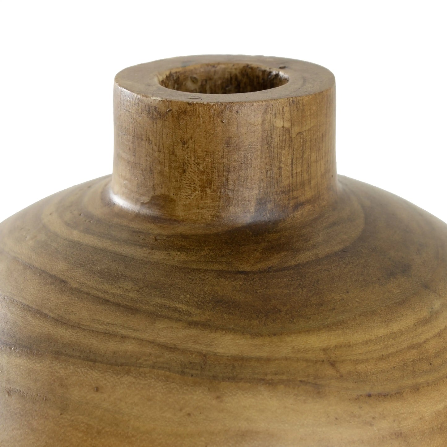 12" Medium Tone Brown Wood Finish Indoor Vase