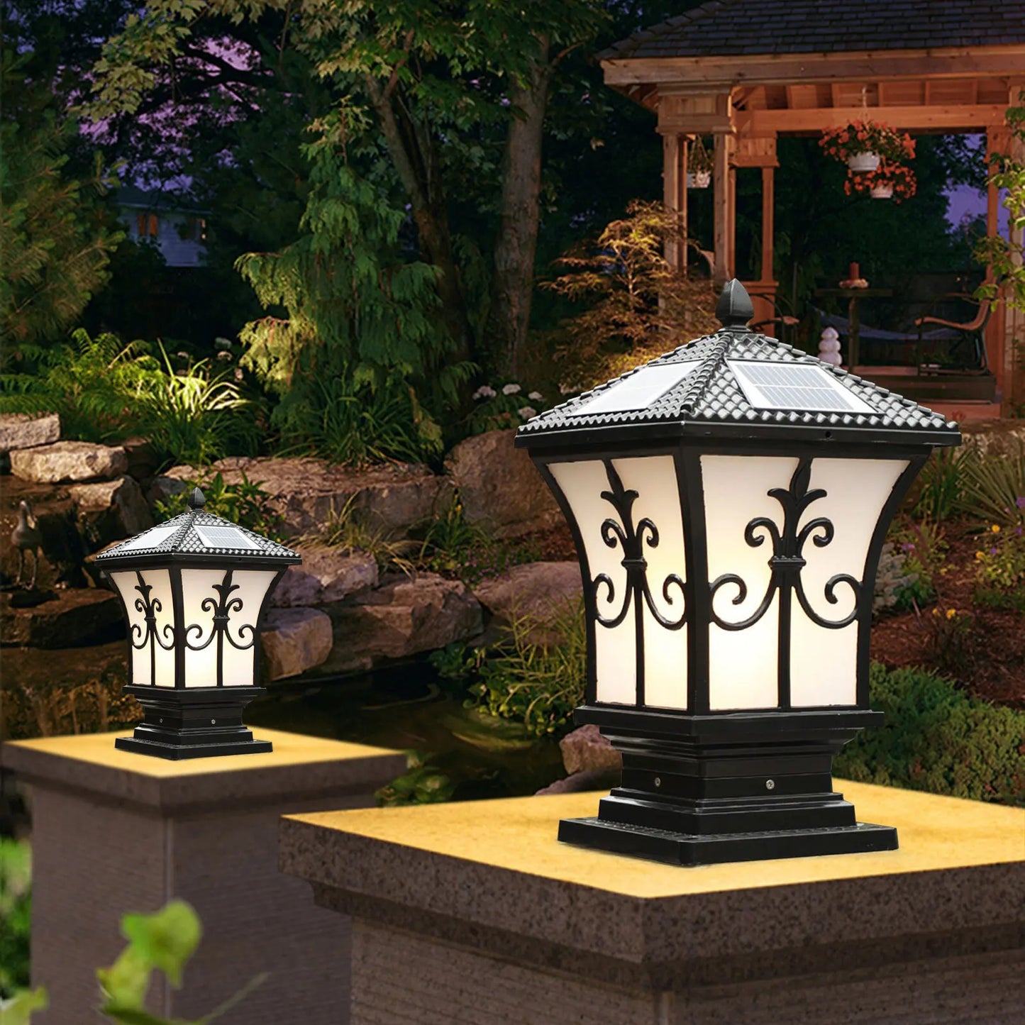 Black Solar Waterproof Garden Lantern