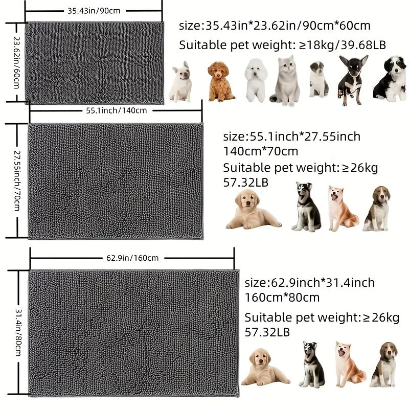 Door Absorbent Mat For Muddy Paws, Non-Slip, Washable