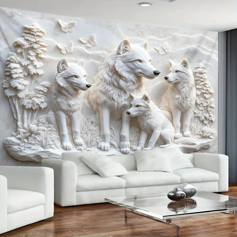 Harmonious Wolves 3D Large Wall Hanging Tapestry