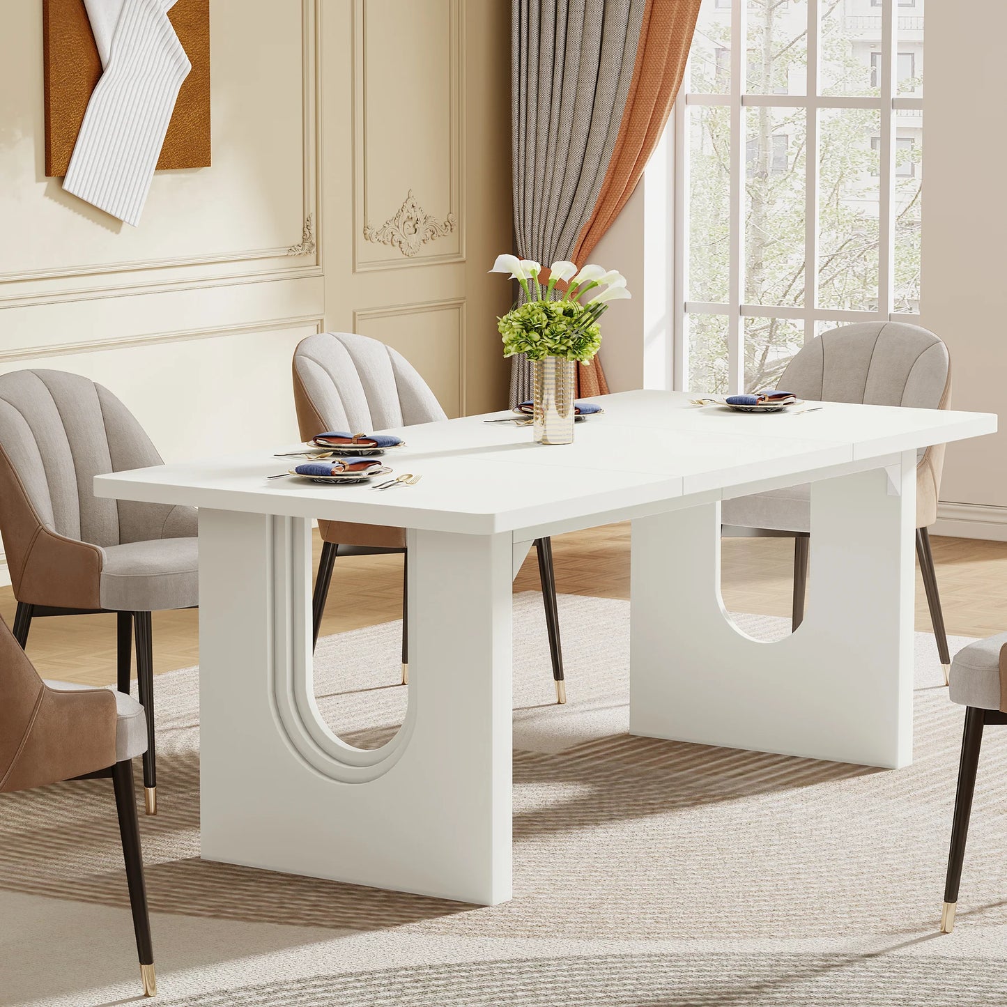 71" Large Wood Modern Kitchen Dining Table