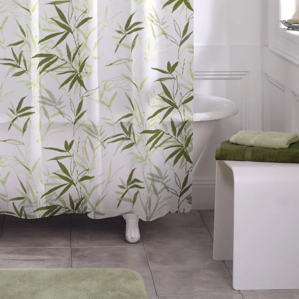 Waterproof Curtain, Bamboo Design, 70x72 Inches, Soft Touch