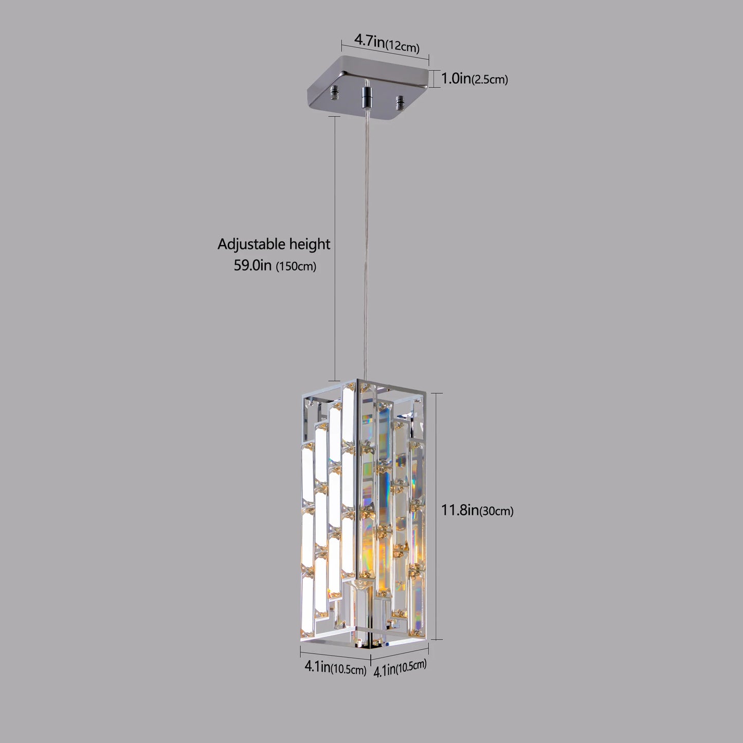 Modern Adjustable Crystal & Chrome Pendant Light - 3 Pack