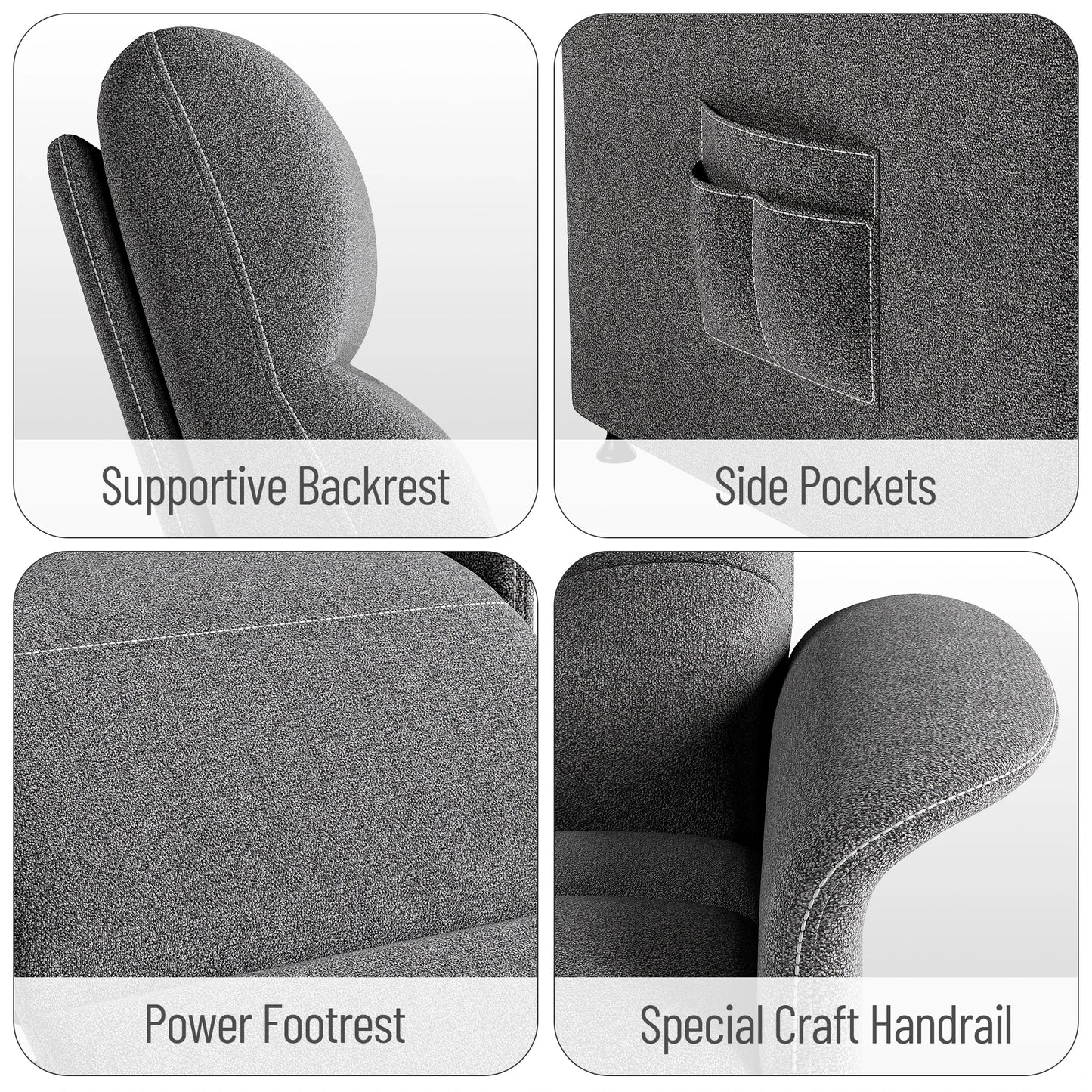 Power Recliner Chair with Heated and Massage, Soft Fabric, Theater Seating