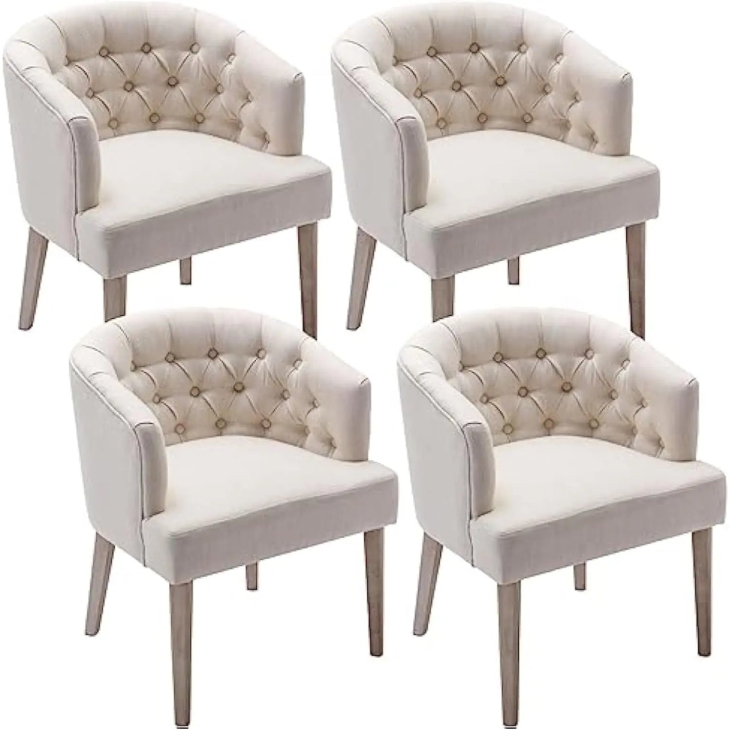 Comfy Accent Barrel Dining Chair with Wood Legs