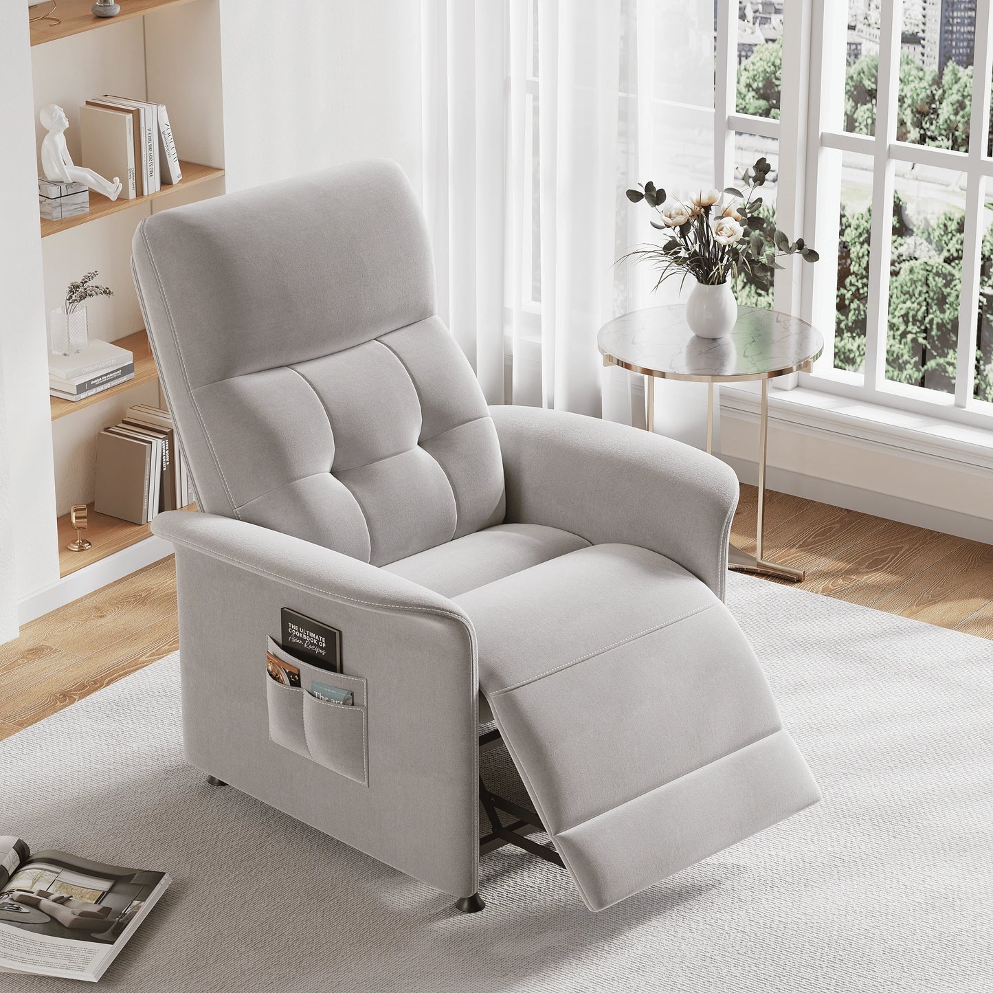 Power Recliner Chair with Heated and Massage, Soft Fabric, Theater Seating