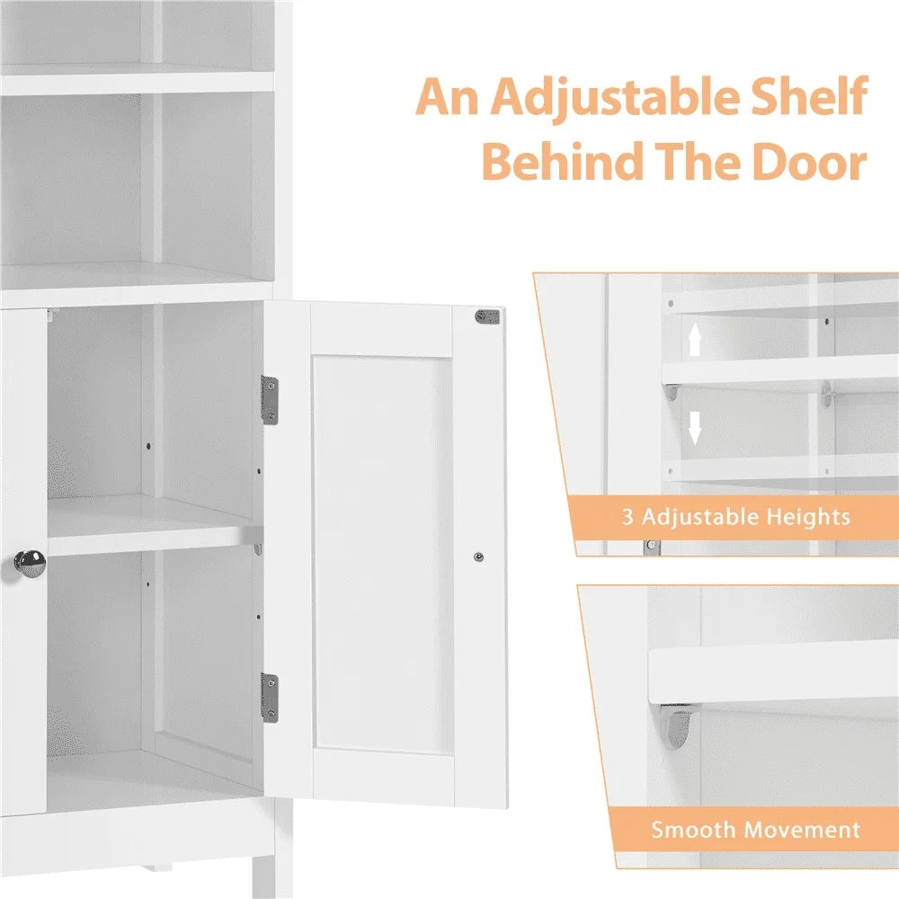 5-Tier Freestanding Wooden Storage Cabinet, Adjustable Shelves