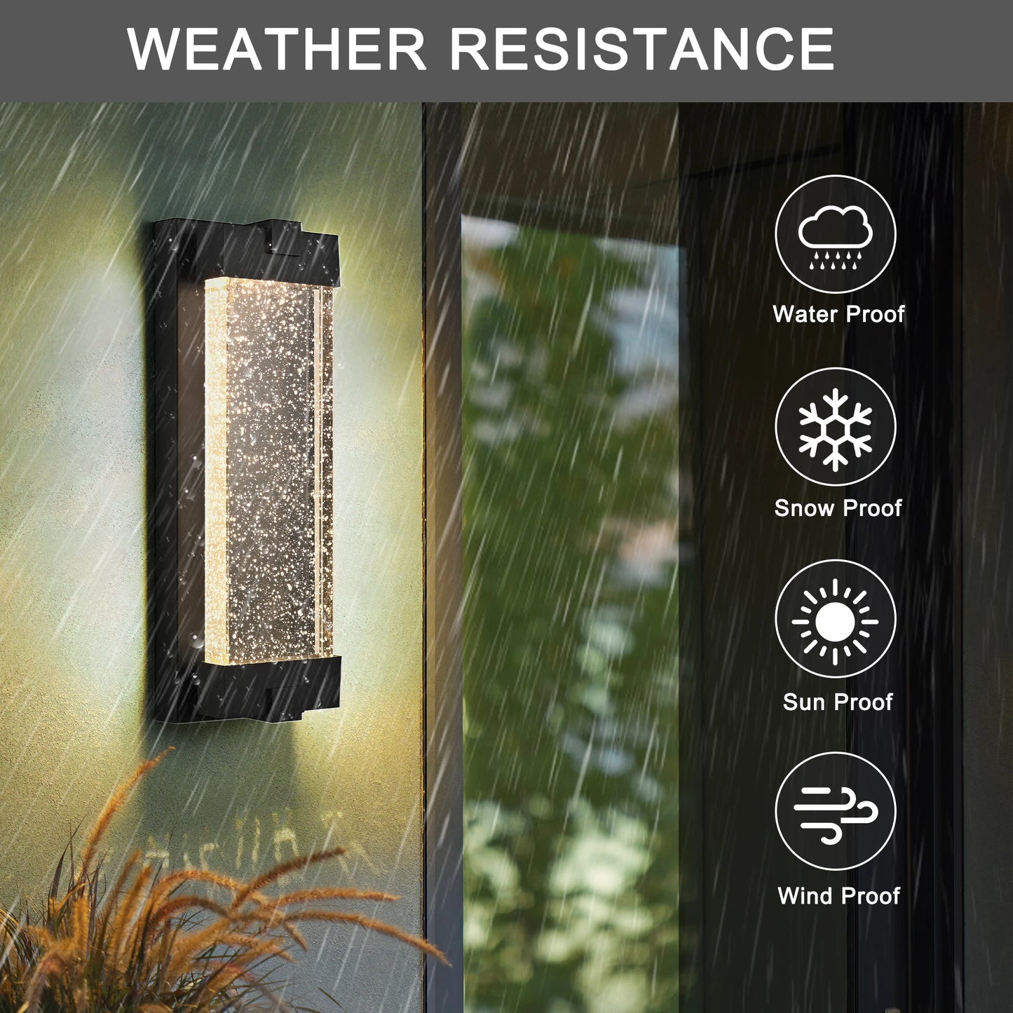 Black LED Outdoor Wall Light with Bubble Crystal