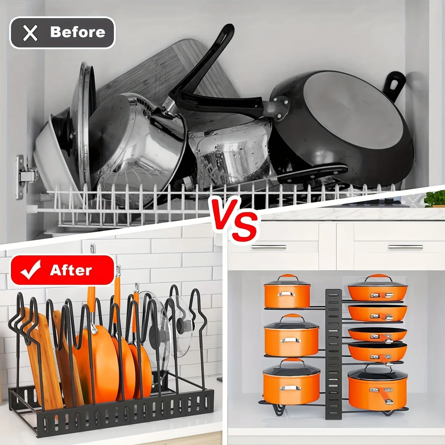2 Pack Pot Rack Organizers, Adjustable Racks