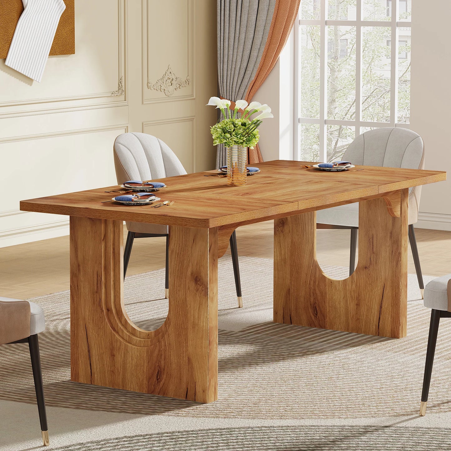 71" Large Wood Modern Kitchen Dining Table