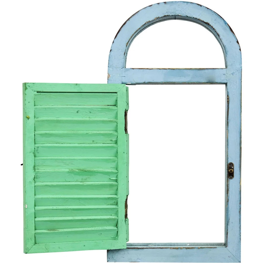 Vintage Rectangle Window Shutter with Mirror, Accent, Rustic