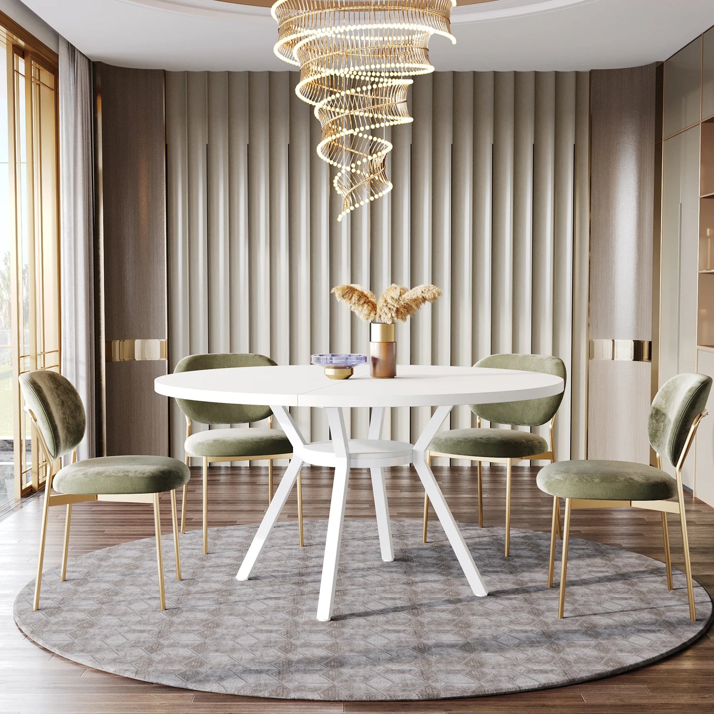 Round 47-inch Farmhouse Dining Table for 4-6 People