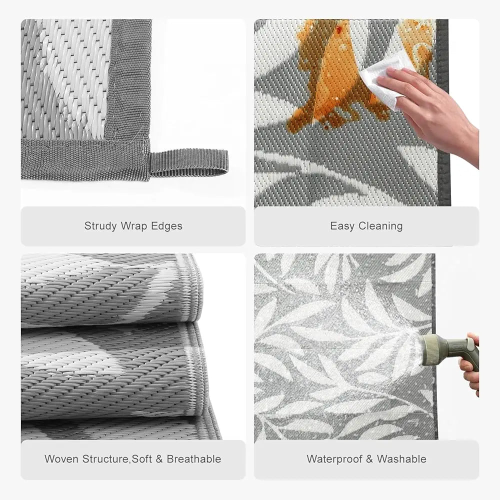 Outdoor Rug, 8X10Ft Waterproof Reversible Mat Indoor Outdoor Rugs Carpet, Small Area Rug Plastic Straw Rug For Patio De Balcony