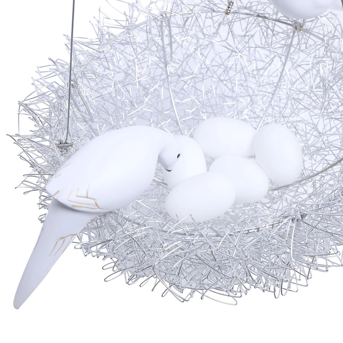 5 Light Woven Nest With Bird Accents Chandelier