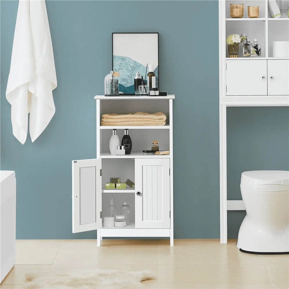 5-Tier Freestanding Wooden Storage Cabinet, Adjustable Shelves