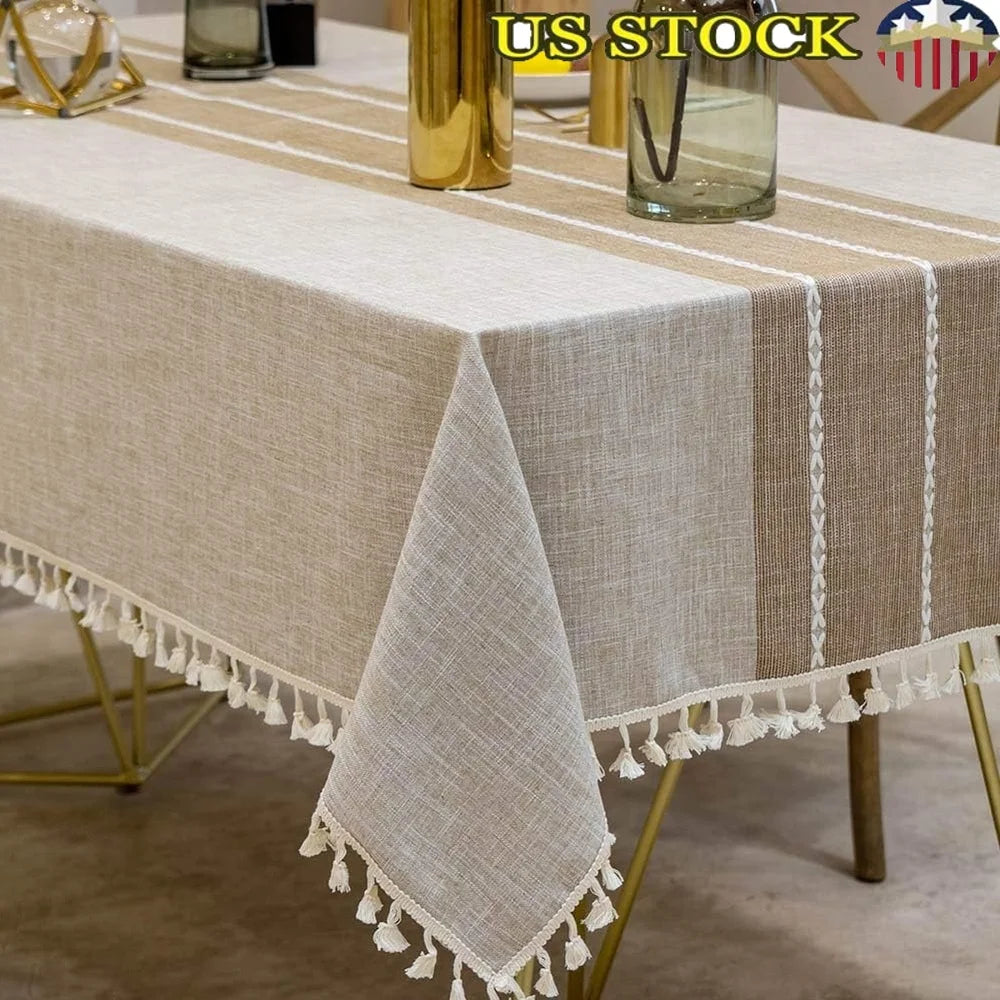 Waterproof Linen Rectangular Table Cover, Wrinkle Free, 55x86