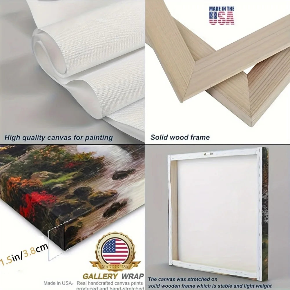 Solid wood frame, Portland Sunset Lighthouse Canvas Mural