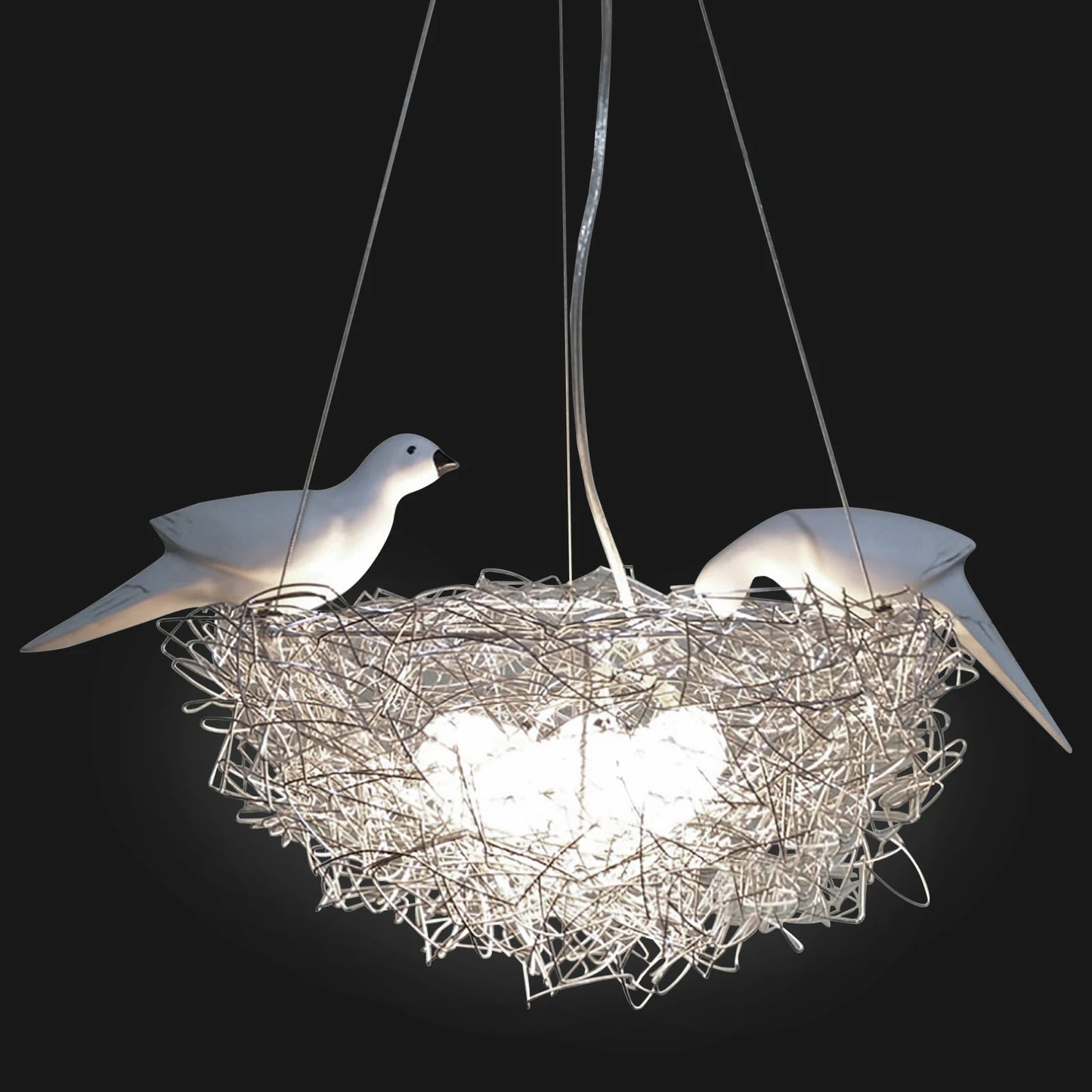 5 Light Woven Nest With Bird Accents Chandelier