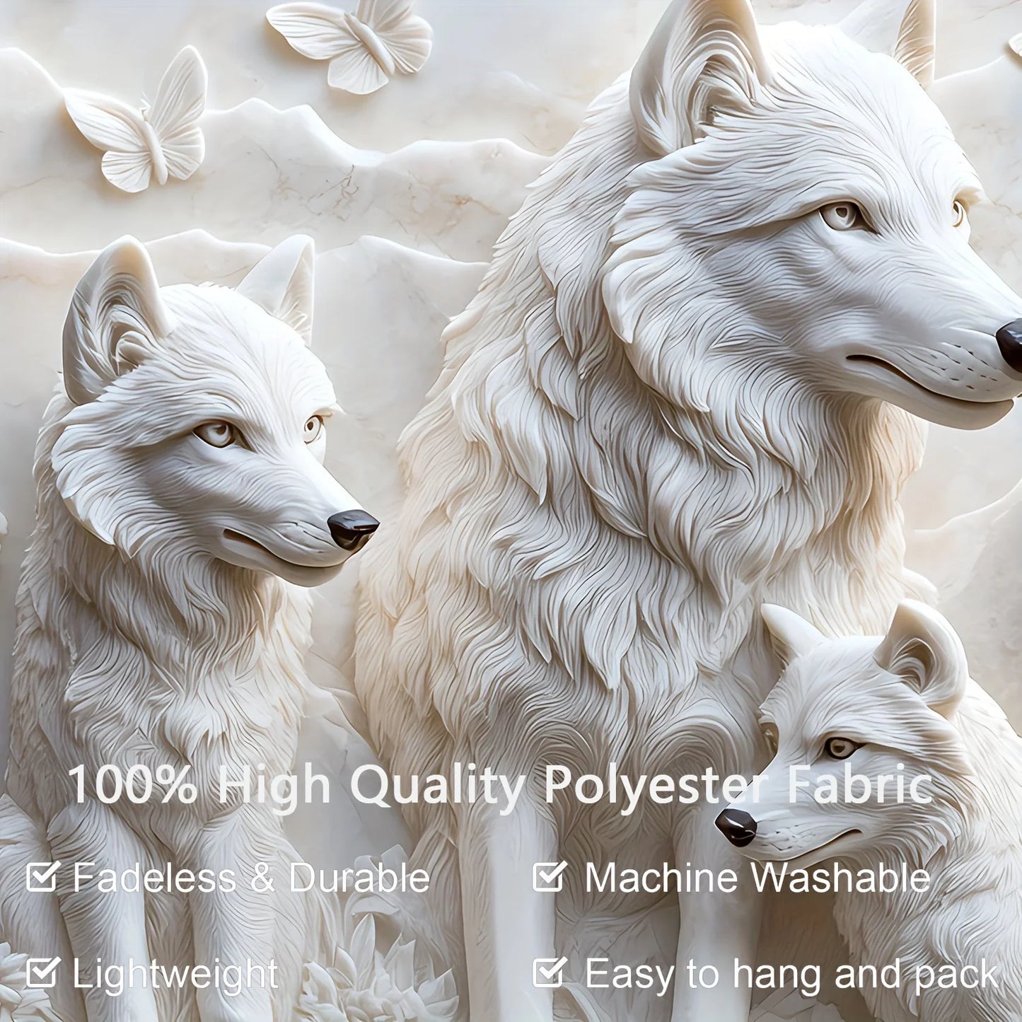 Harmonious Wolves 3D Large Wall Hanging Tapestry