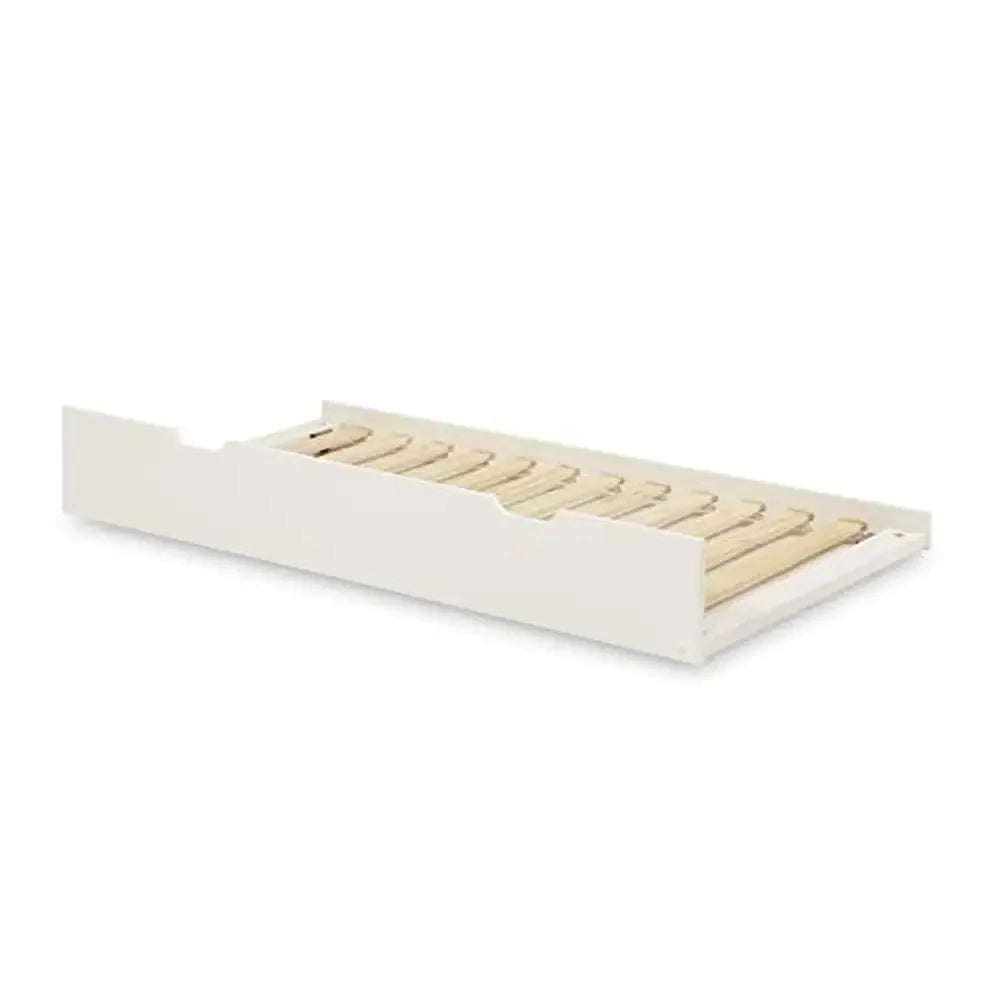 Solid White Wooden Twin Daybed with Guard Rails and Trundle