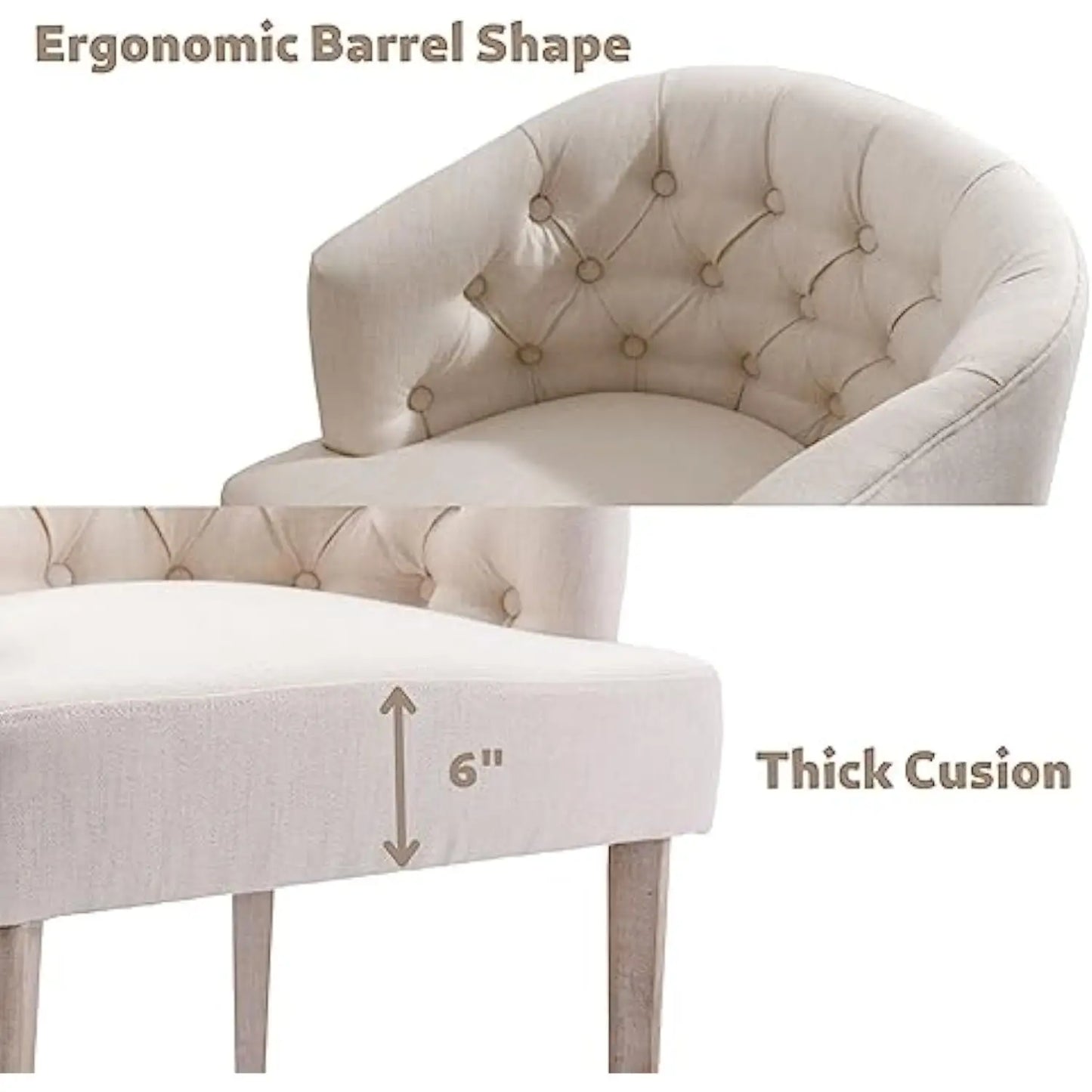 Comfy Accent Barrel Dining Chair with Wood Legs
