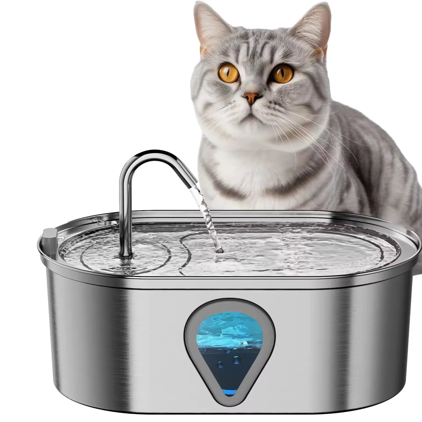 3.5L Stainless Steel Automatic Water Fountain Dispenser, Lighted