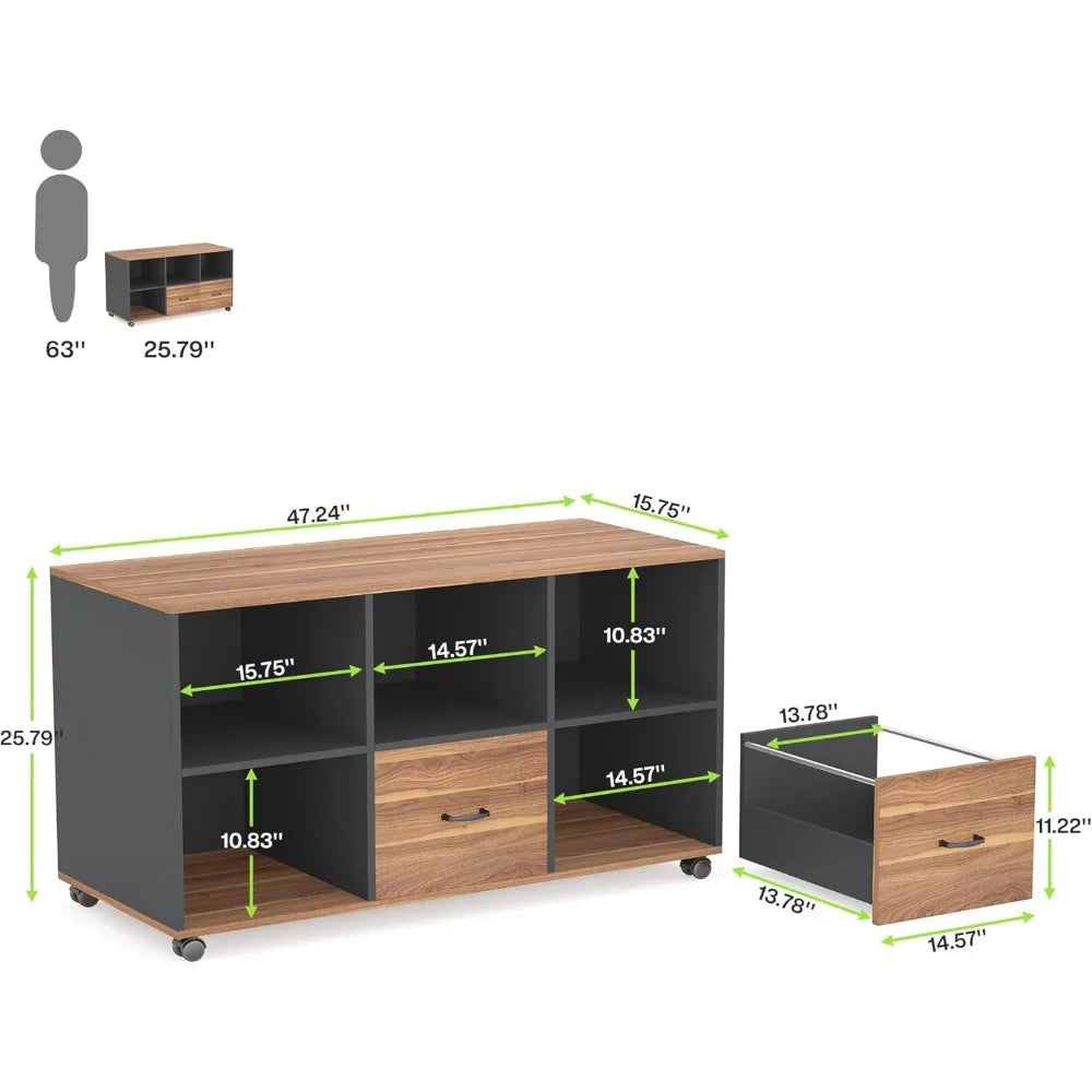 2 Drawers Lateral File Cabinets, Printer Stand, Shelves
