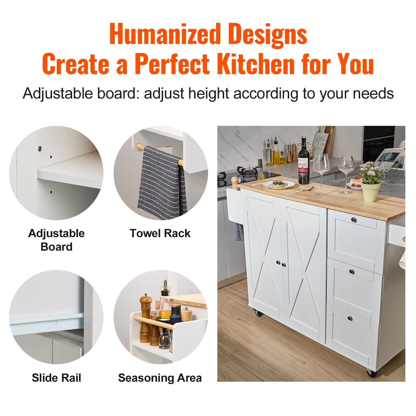 Multifunctional Wooden Kitchen Island