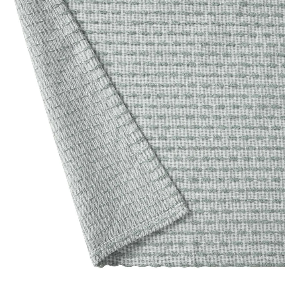Cotton Polyester Fabric Shower Curtain Green White Pinstripe, Washable