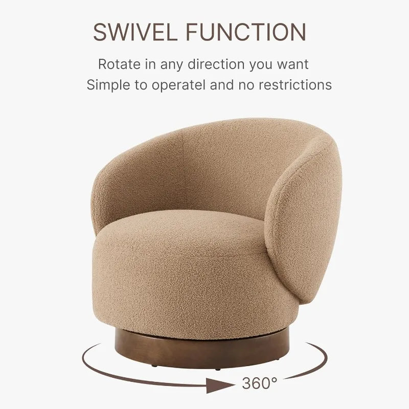Swivel Round Barrel Upholstered Armchair