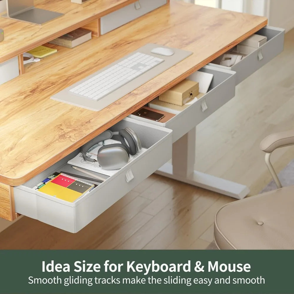Sit, Stand Adjustable Desk, 5 Drawers, Storage Shelf