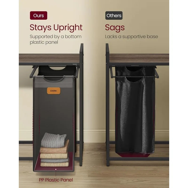 Rolling Laundry Hamper with 4 Compartments, Small Side Pockets