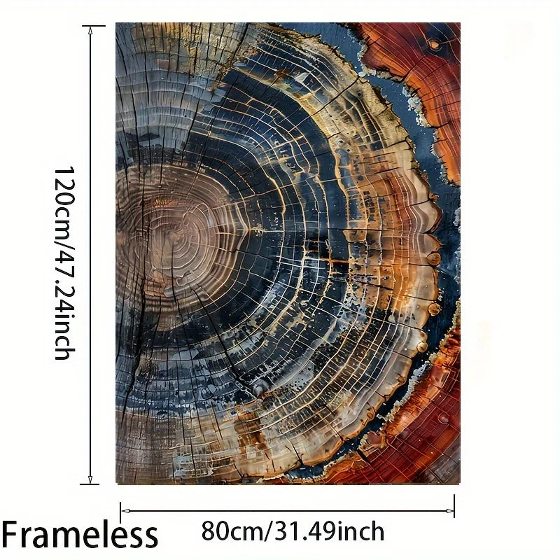 Abstract Tree Ring Frameless Canvas Wall Hanging.
