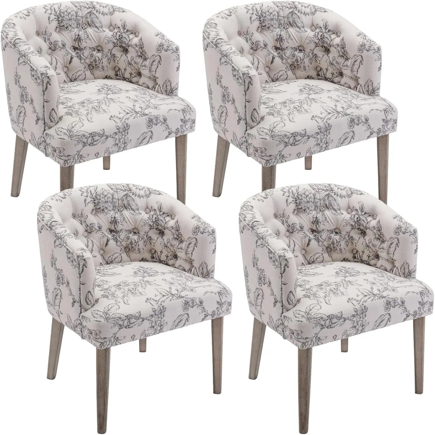 Comfy Accent Barrel Dining Chair with Wood Legs