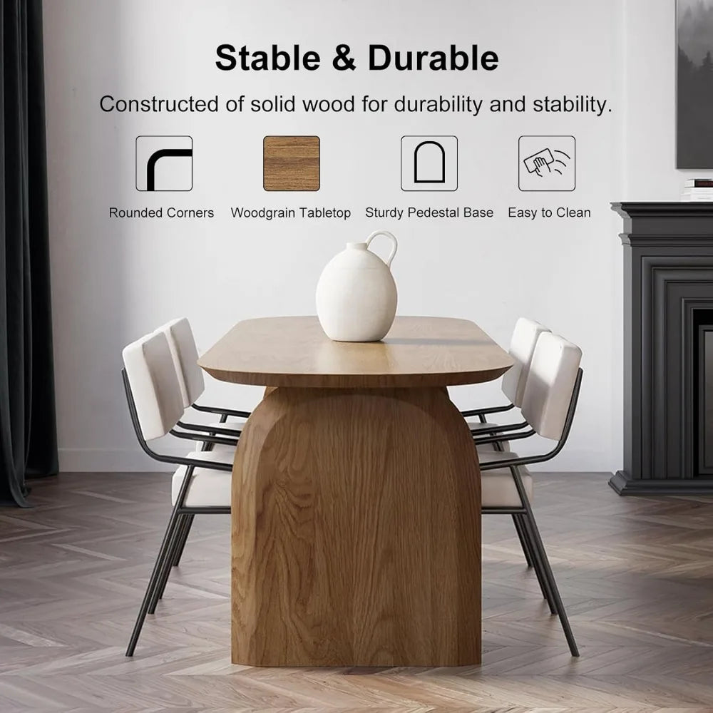 Modern Solid Wood Oval Dining Table 70.9" for 6