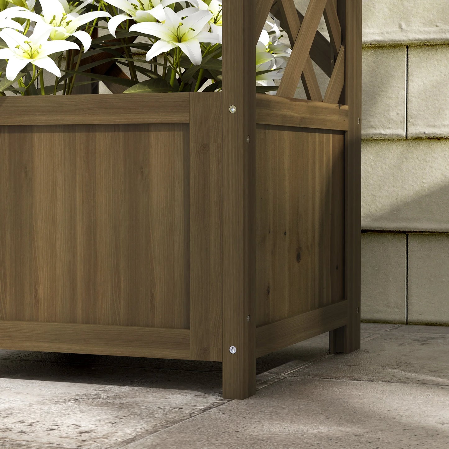 Wooden Raised Garden Bed with Trellis..