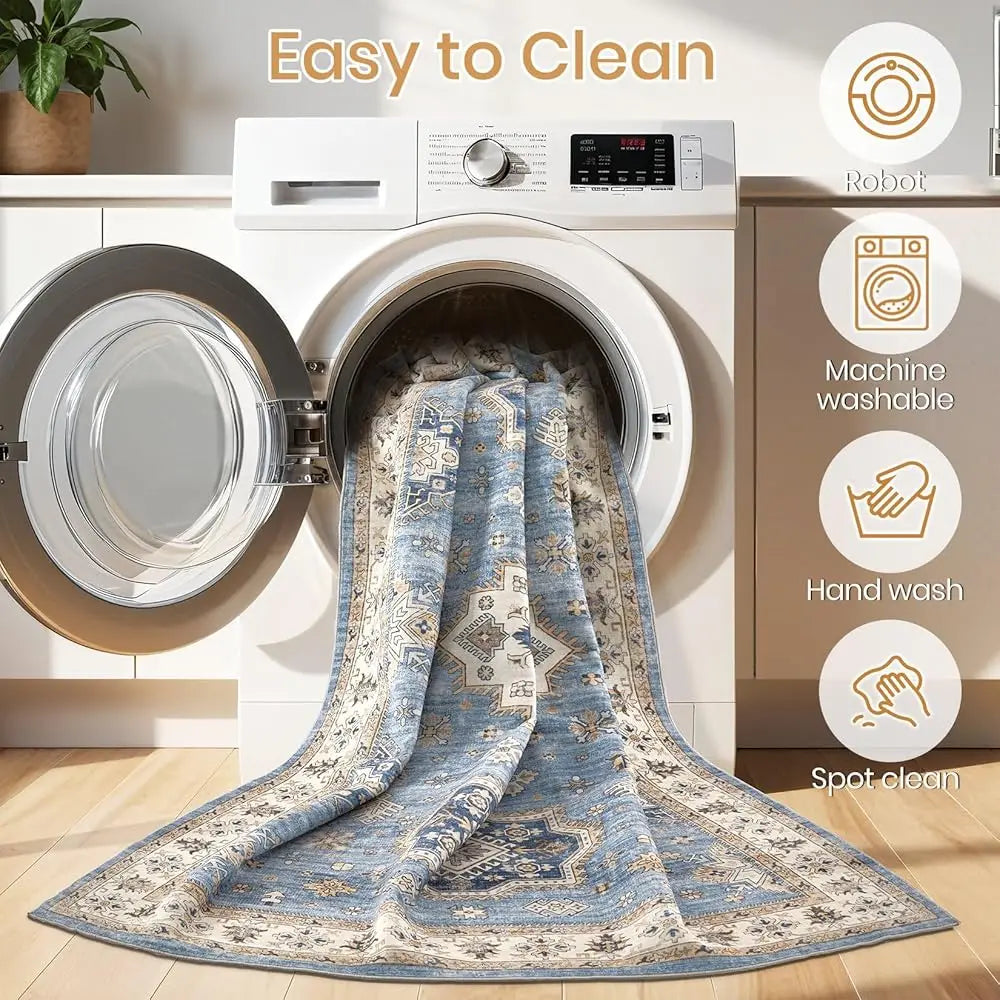 Washable, Soft Area Rugs - 9X12 Vintage Distressed Boho, Non Slip