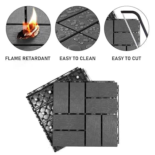 44 Pack Interlocking Tiles-12x12 Inch, Easy Install, Durable Polypropyl