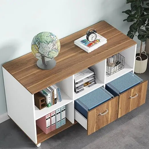 2 Drawers Lateral File Cabinets, Printer Stand, Shelves
