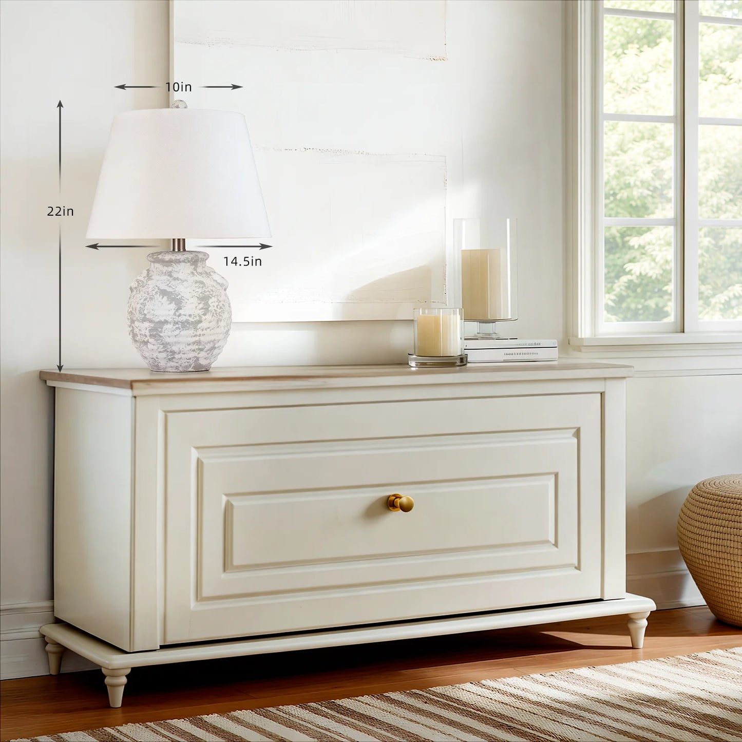 22''Rustic Ceramic Light Grey Table Lamp